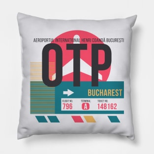 Bucharest (OTP) Airport Code Baggage Tag Pillow