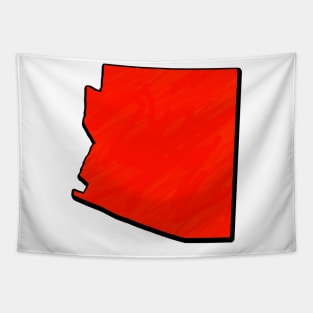 Bright Red Arizona Outline Tapestry