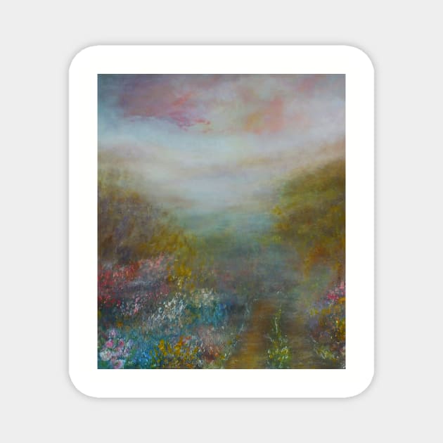 English Garden on a Misty Morning Magnet by Alchemia
