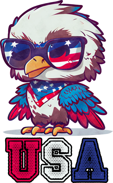 Cute Patriotic Eagle Embodying American USA Pride Kids T-Shirt by Contentarama