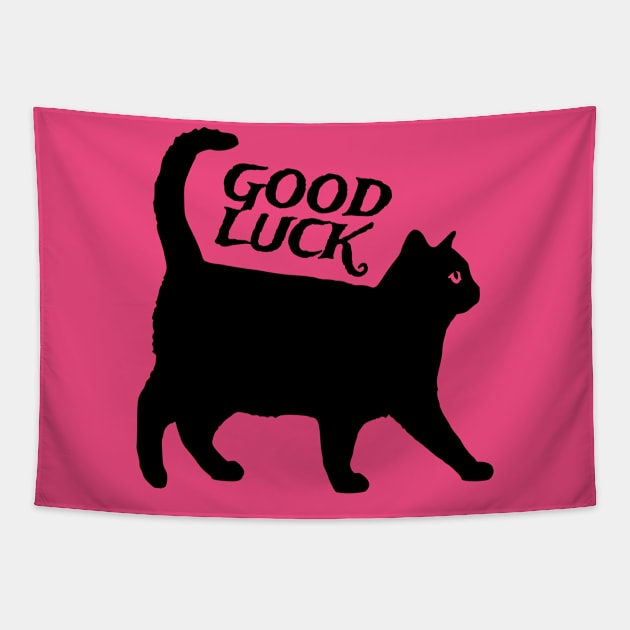 Black Cat Good Luck Tapestry by Juliano Pixel