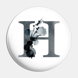 Floral Monogram H Dark Herbs And Flora Pin