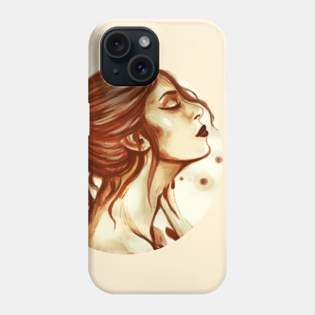 Divine Feminine Portrait ( Inktober 7 ) / Coffee Painting Phone Case by artbysavi