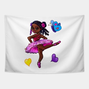 Dance ! Cute African American ballerina girl who loves dancing ballet Tapestry