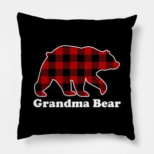 Grandma Bear Red Plaid Christmas Pajama Family Pillow