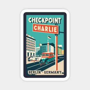 A Vintage Travel Art of Checkpoint Charlie in Berlin - Germany Magnet