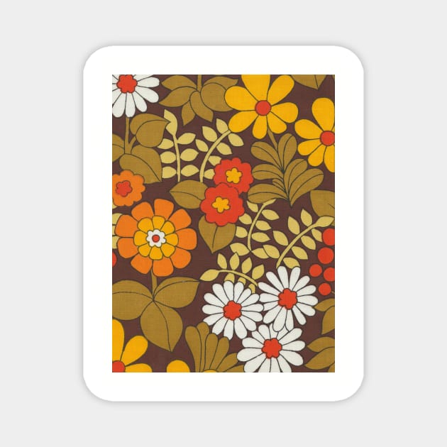 70s Orange Flowers Magnet by Funkiberd