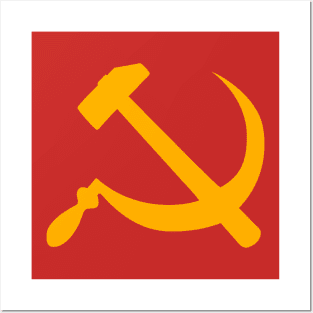 Socialist Holiday Yellow and Red Hammer and Sickle CCCP Communist Christmas  Birthday Gift Wrapping Paper