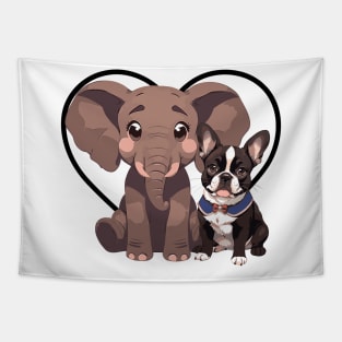 Elephant and Dog Friends Tapestry