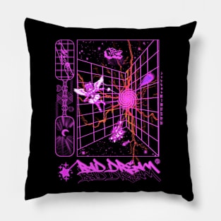 Brutalism Pixel Art Retrofuturistic Vaporwave Design Pillow