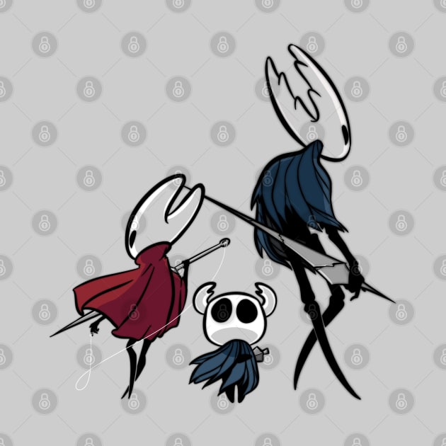 The hollow knight, hornet, and the knight (ver. 2) by Quimser