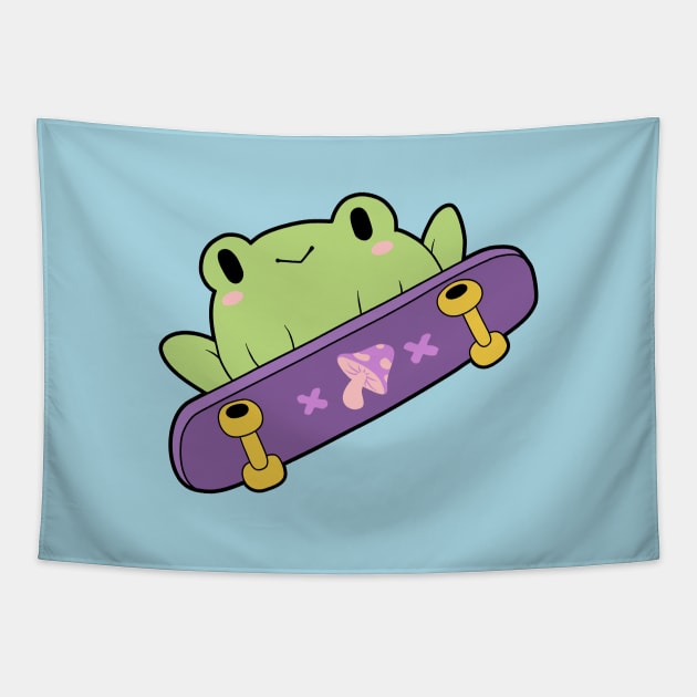 Cute skater frog Tapestry by ElectricFangs