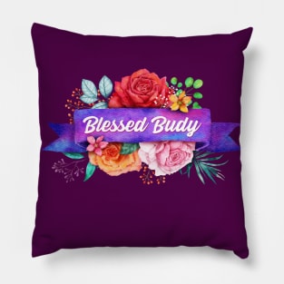 Blessed Budy Floral Design with Watercolor Roses Pillow