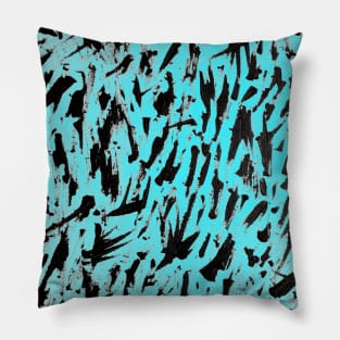 Teal and Black Abstract Animal Print Pillow