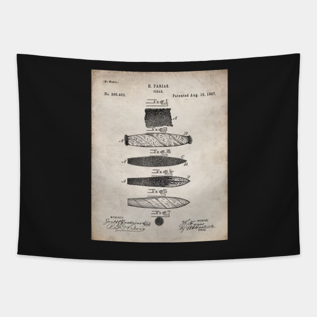 Cigar Making Patent - Cigar Smoker Smoke Tobacco Shop Art - Antique Tapestry by patentpress