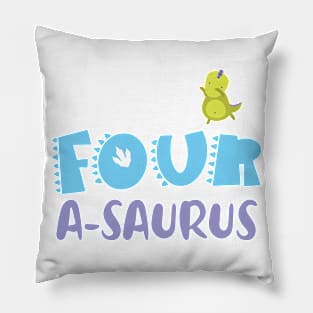 Family Dinosaur Matching 4th Birthday four-A-Saurus Gift For Boys Kids toddlers Pillow