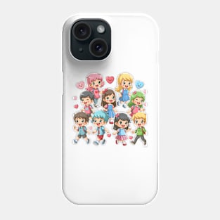 Valentine's Cartoon Delights T-Shirt Phone Case