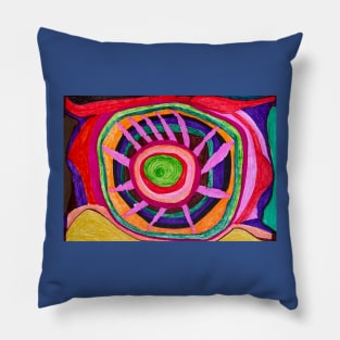 Unique Bright Colourful Viking Shield with Swirling Background Pillow