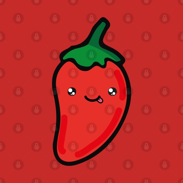 Adorable red chilli pepper kawaii Mexican spicy food cute hot sauce by T-Mex