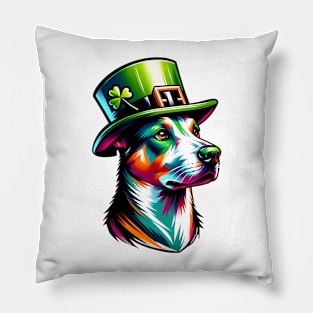 Portuguese Podengo in Saint Patrick's Day Attire Pillow