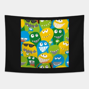 monster fun - green, yellow, blue Tapestry