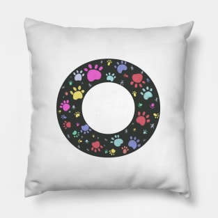 O letter with colorful paw print Pillow