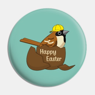 Cute Sparrow Chocolate Egg Happy Easter Pin