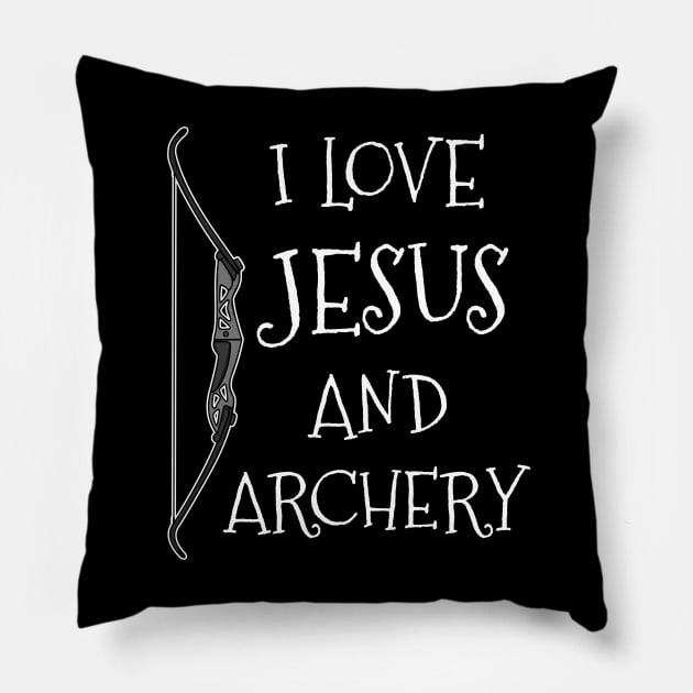 I Love Jesus and Archery, Christian Archer Pillow by doodlerob