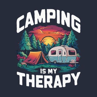 Camping is My Therapy, Retro Camper T-Shirt