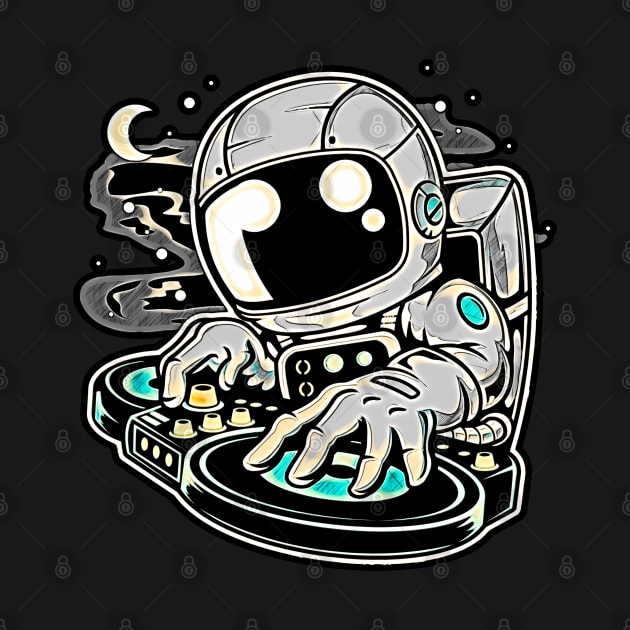 Astronaut DJ • Funny And Cool Sci-Fi Cartoon Drawing Design Great For Anyone That Loves Astronomy Art by TeesHood