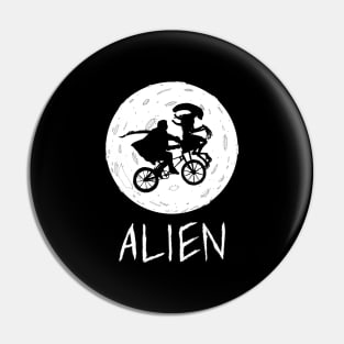 Halloween witch bike alien moon funny Pin
