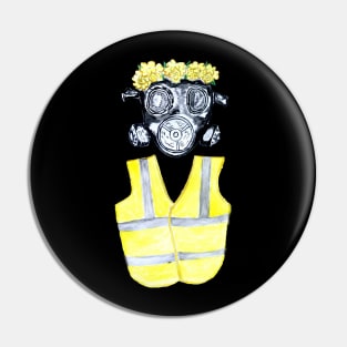 Gas Mask and Yellow vest Pin