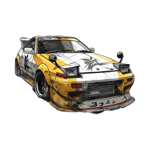 White and Yellow Japanese Drift Car by J and C Designs