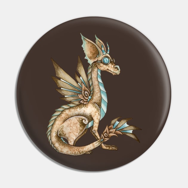 Steampunk Dragon Pin by AmyBrownArt