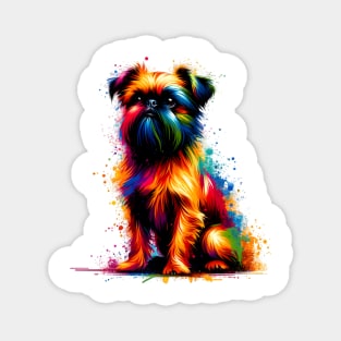 Vibrant Brussels Griffon in Abstract Splashed Paint Magnet