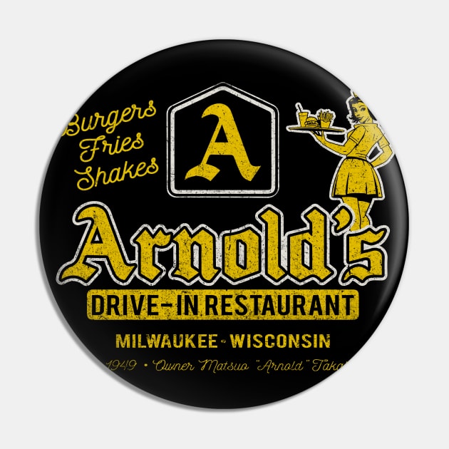 Arnold's Drive In Worn Pin by Alema Art