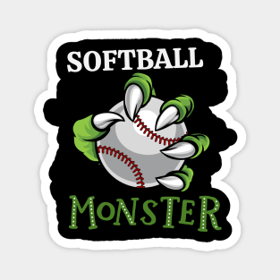 Softball monster sport Gift for Softball player love Softball funny present for kids and adults Magnet