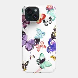 Pocket - WATERCOLOR BUTTERFLIES MULTI WHITE Phone Case