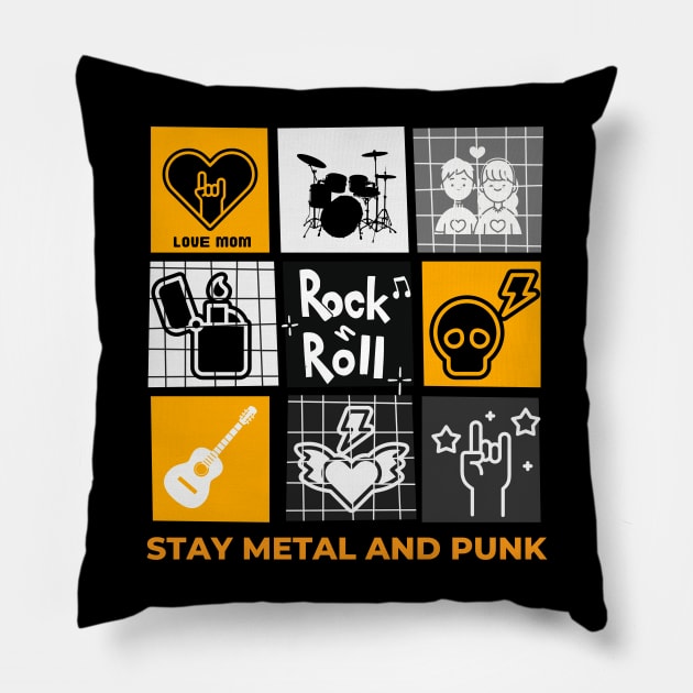 stay metal and punk love mom Pillow by mencarirejeki