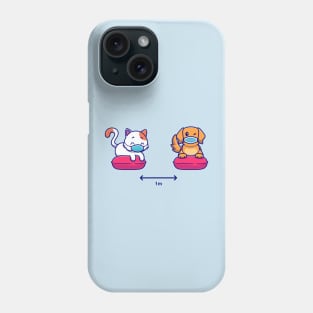 Cute Cat And Dog Social Distancing Cartoon Phone Case