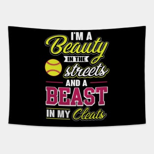 Beauty Streets Softball Player Tapestry