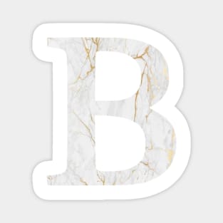 The Letter B White and Gold Marble Design Magnet