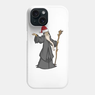 Funny Christmas Holiday Santa Hat-Wearing Magical Wizard Phone Case