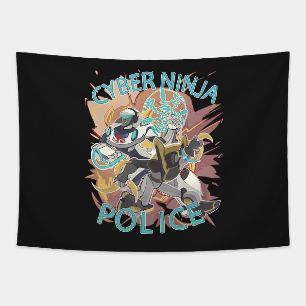 Cyber ninja police Tapestry by charliedzilla