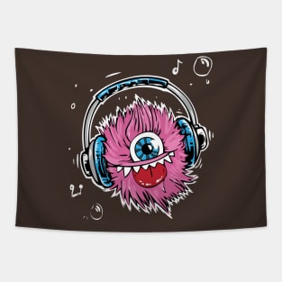 Monster Headphones Cute Art Protruding Tongue Tapestry