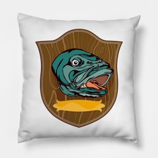 Mounted Largemouth Bass on Shield Pillow