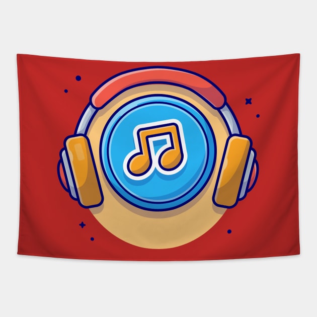 Music Notes Icon with Headphones Music Cartoon Vector Icon Illustration (2) Tapestry by Catalyst Labs