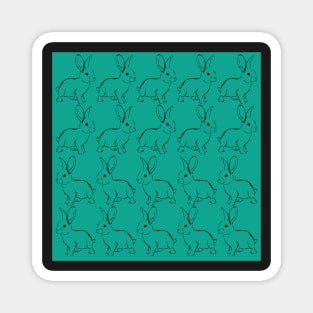 Teal Green Bunny Rabbits Magnet