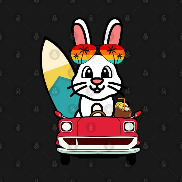 Cute bunny driving to the beach by Pet Station