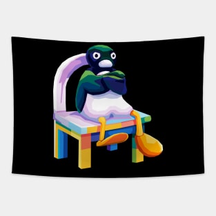 Angry Pingu meme pop art Tapestry